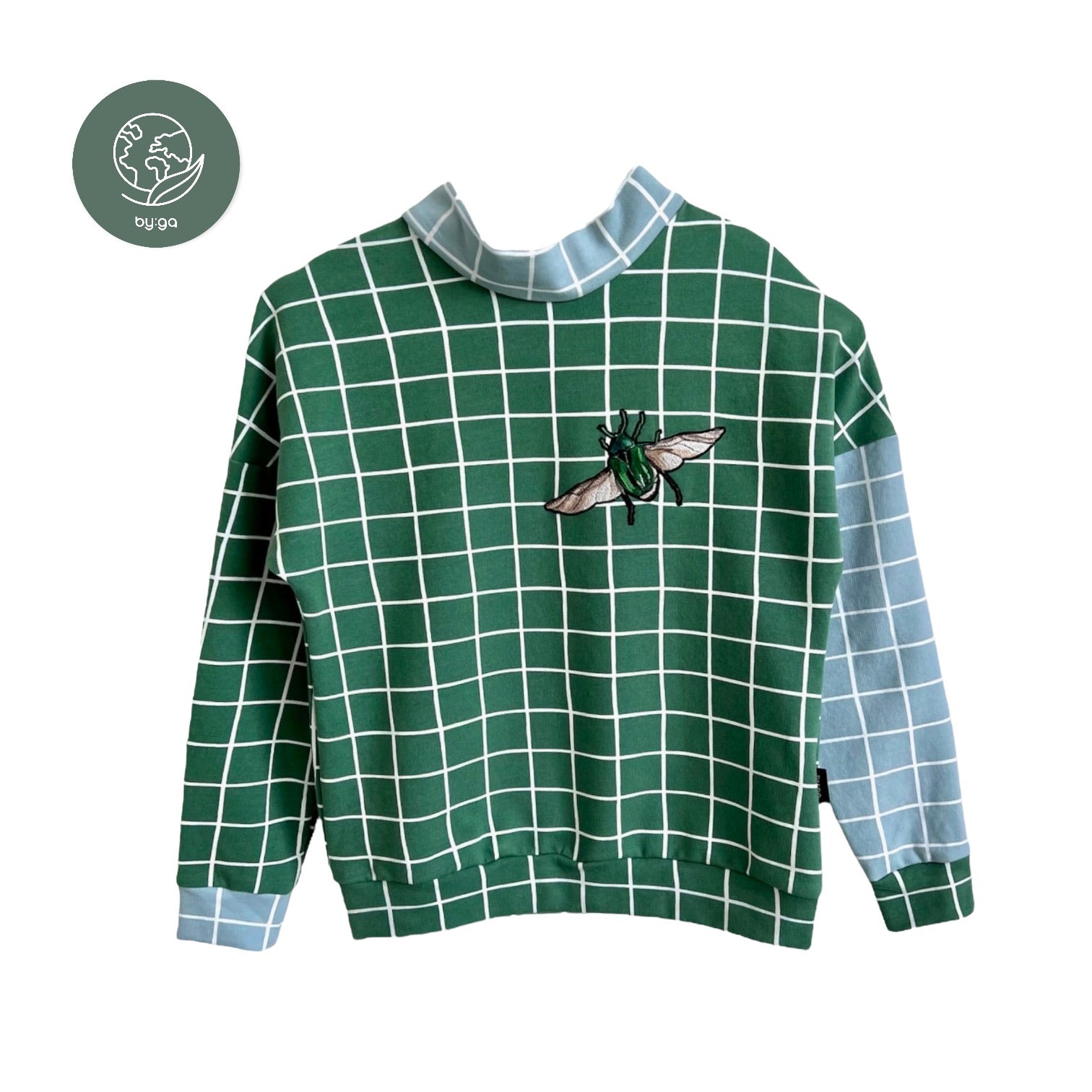 BIO Sweatpullover Grid grün
