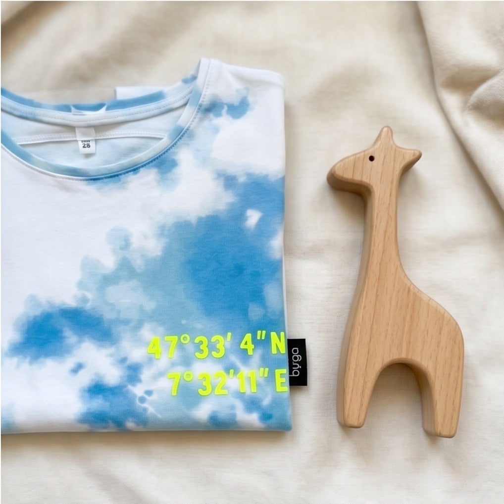 T-Shirt Batik blau/weiss