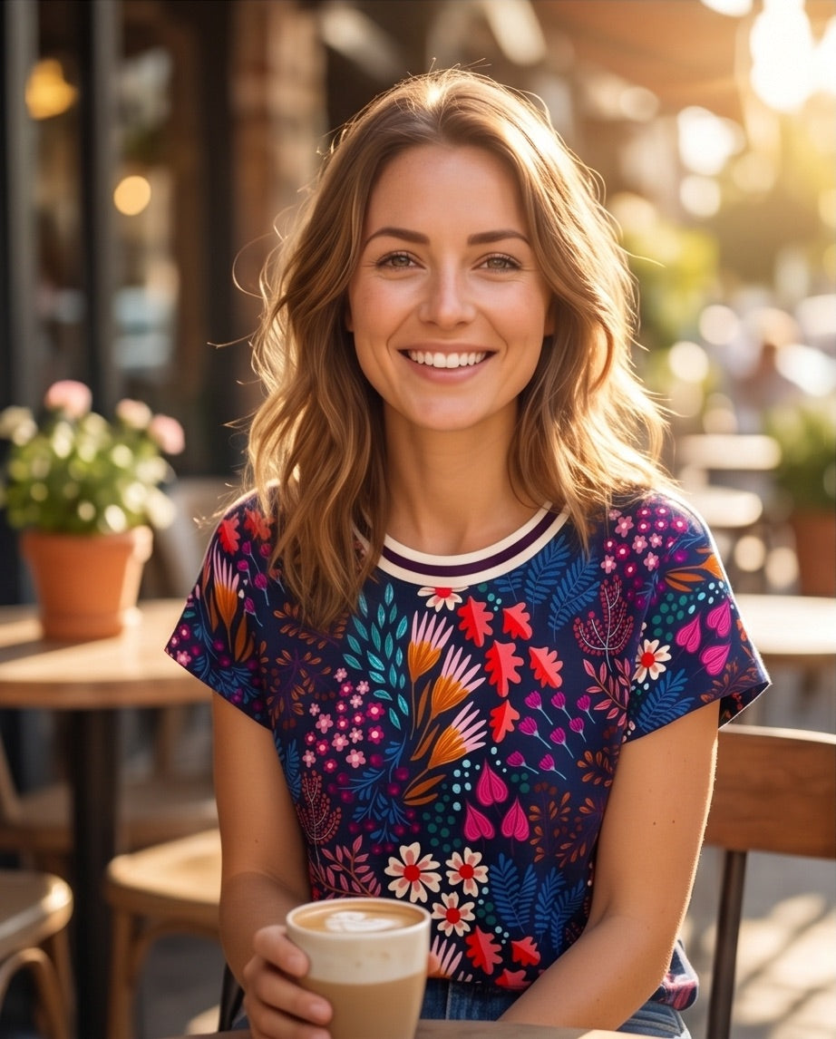 BIO Damen T-Shirt Blumen einteilig