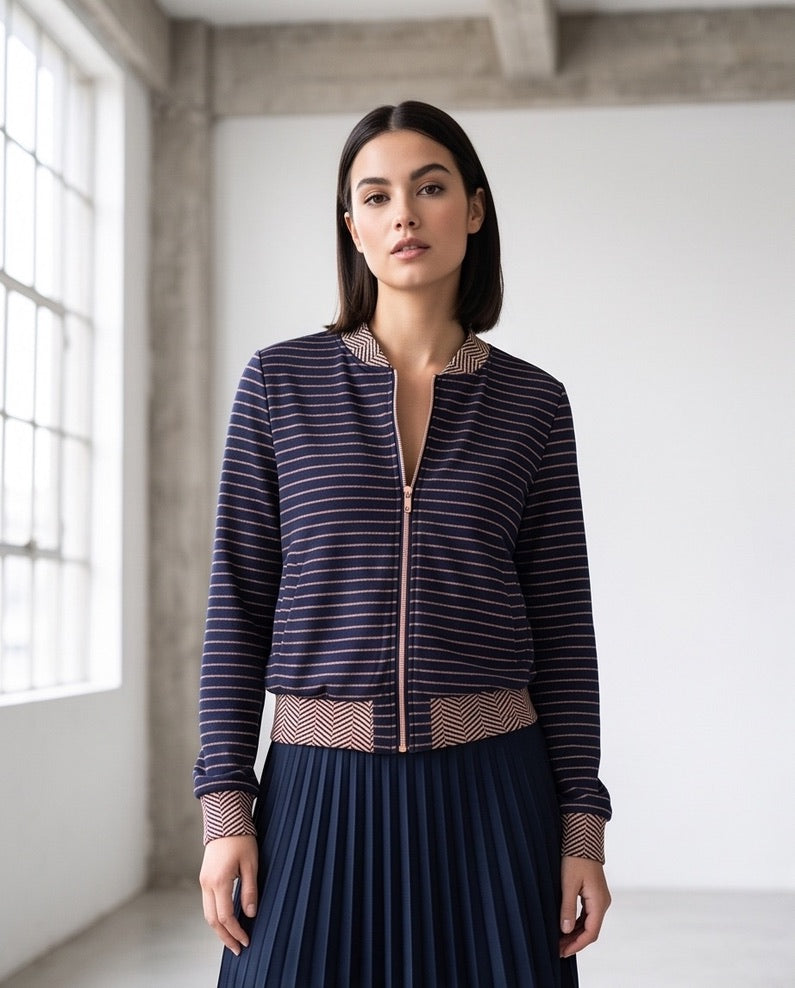 BIO Damen Blouson quer gestreift