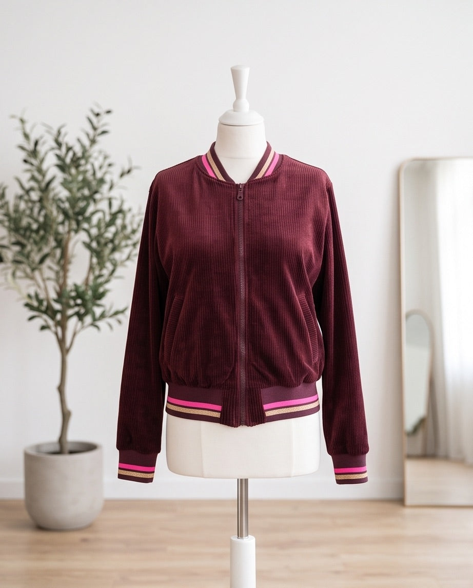 BIO Damen Blouson Cord Jersey bordeaux