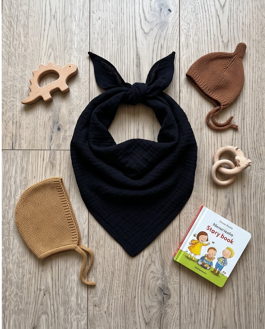 BIO Musselin Dreieckstuch Mini schwarz