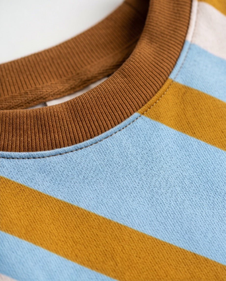 Sweatshirt hellblau ocker gestreift