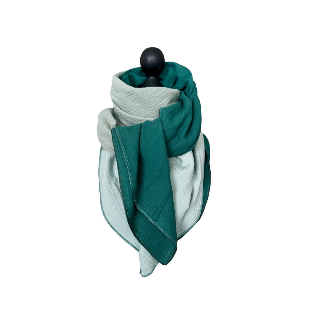 BIO Musselinschal mint/hellaqua/smaragd