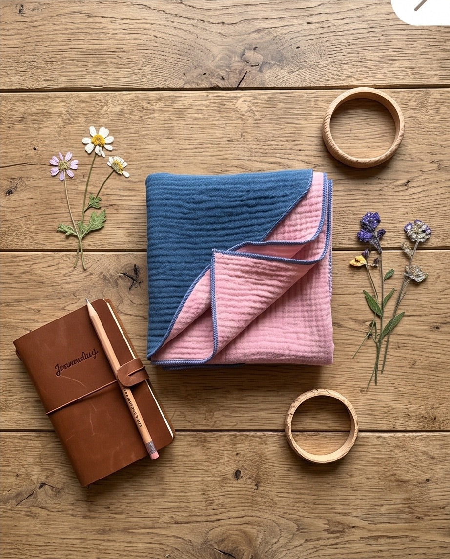 BIO Dreieckstuch rosa/blau