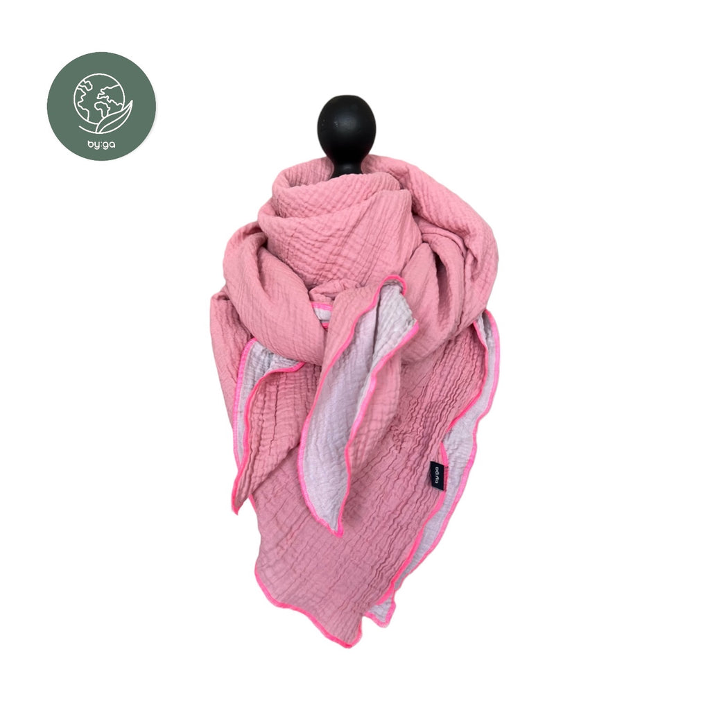 BIO Musselin Dreieckstuch rosa/hellgrau