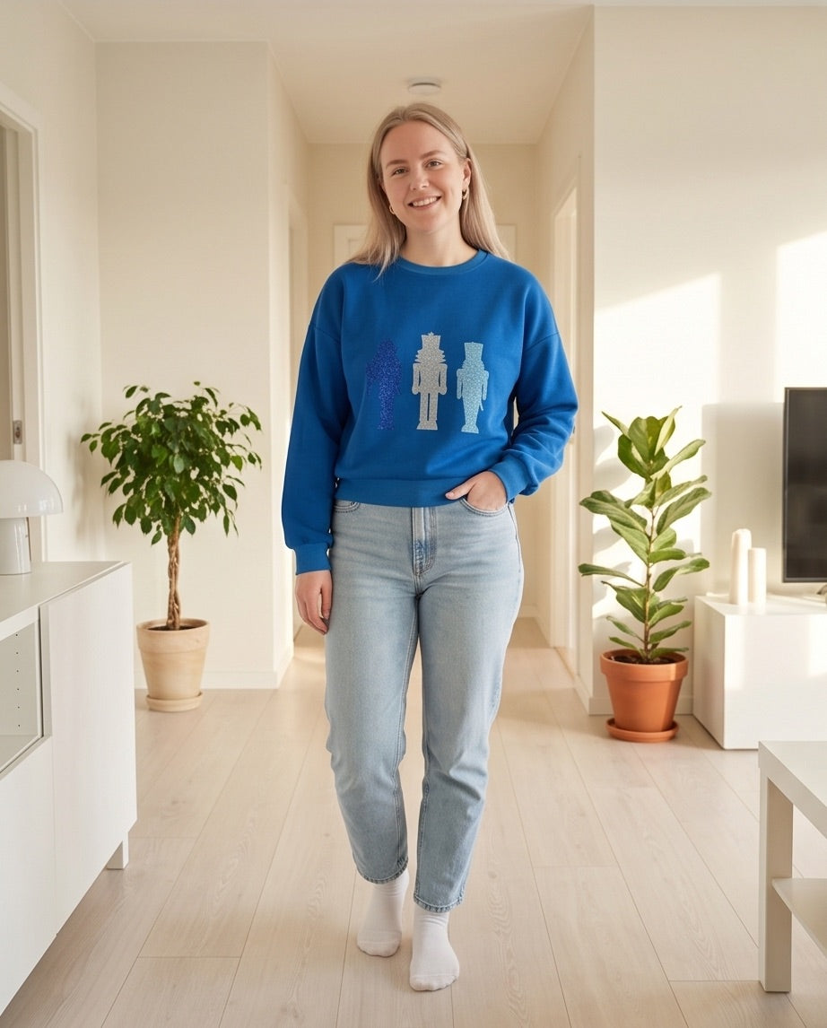 BIO Weihnachtspullover kobaltblau