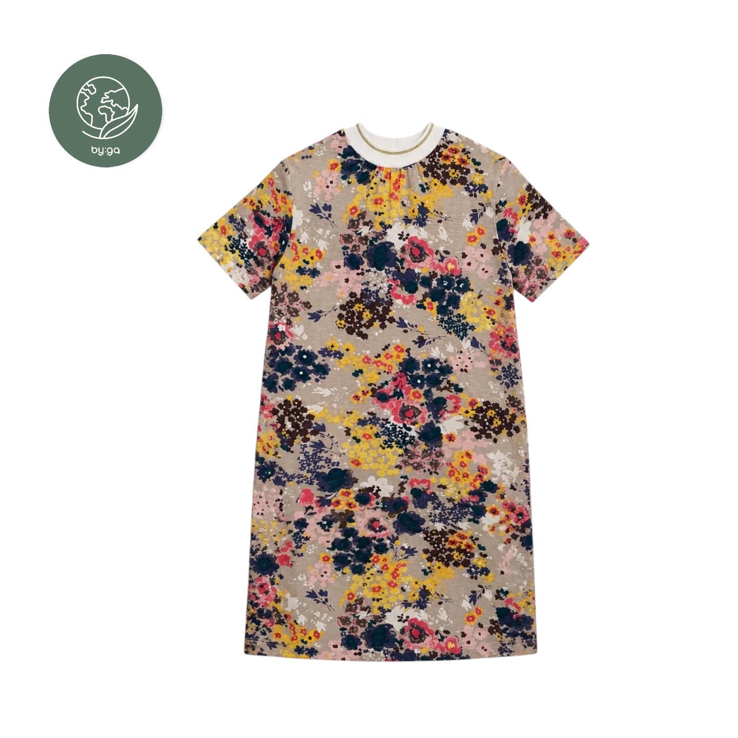 Kleid taupe Blumenmuster