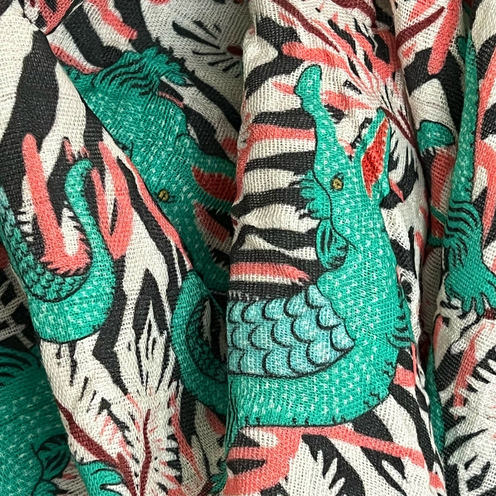 BIO Musselin Dreieckstuch Kroko grün