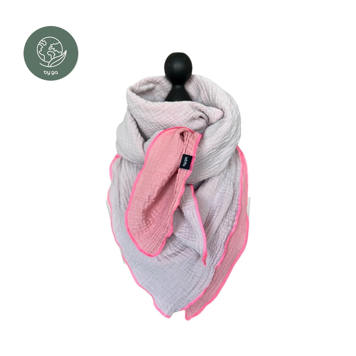 BIO Musselin Dreieckstuch rosa/hellgrau
