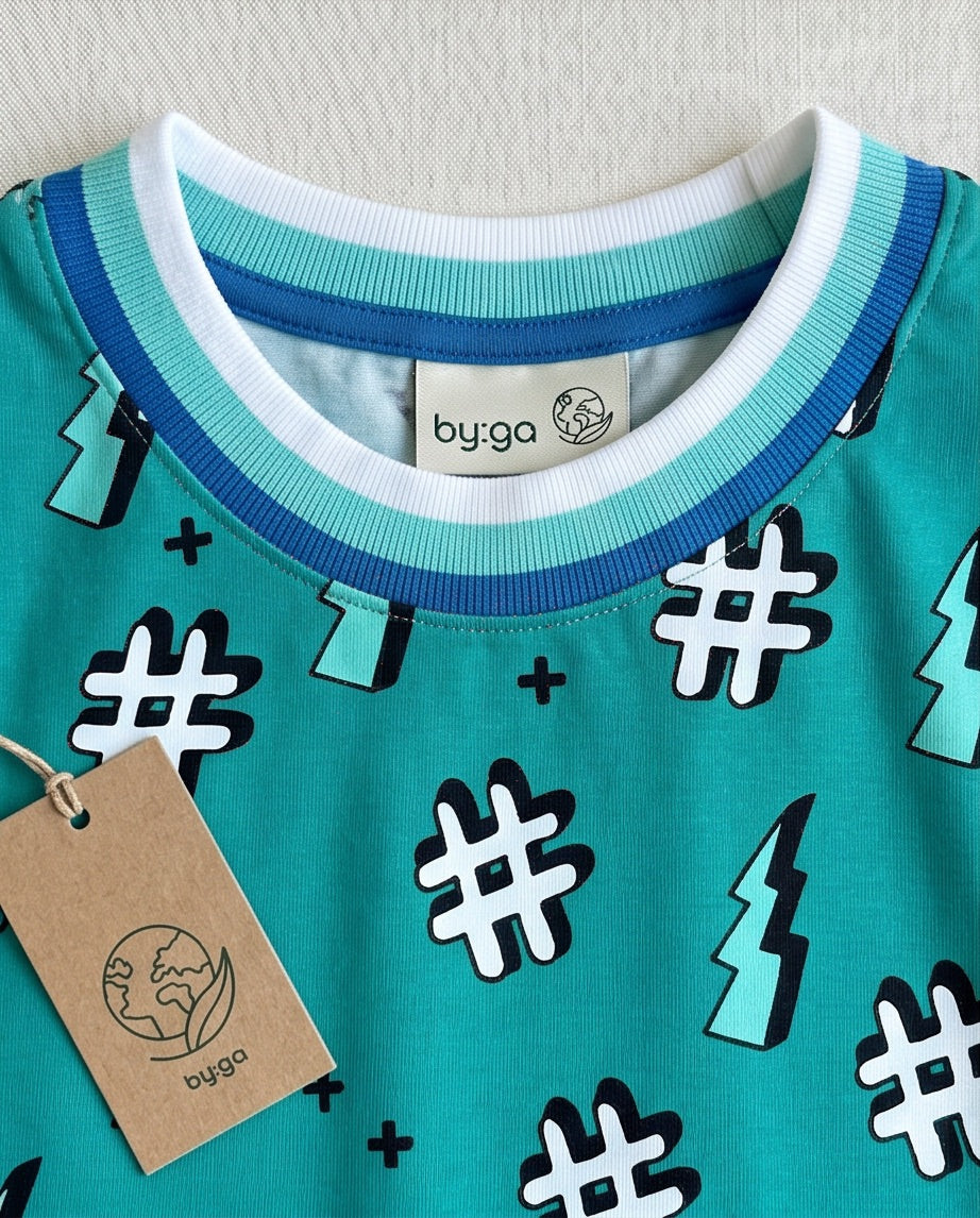 BIO Shirtkleid Hashtag dunkelmint
