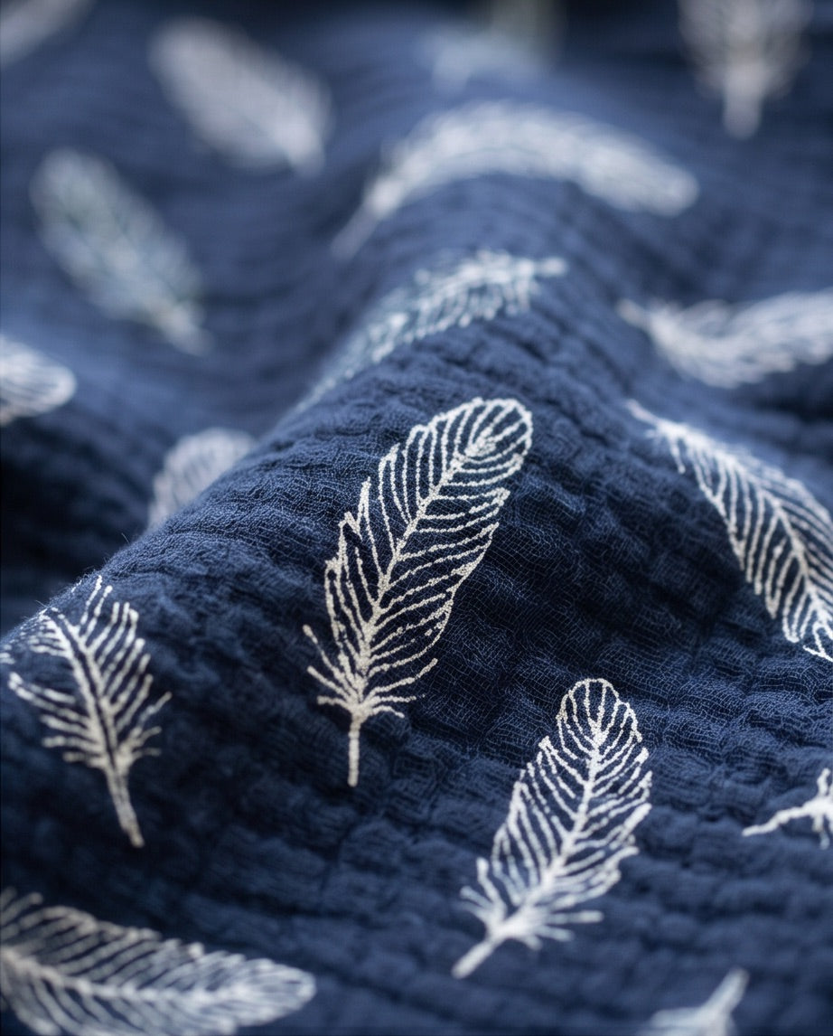 BIO Dreieckstuch navy Federn