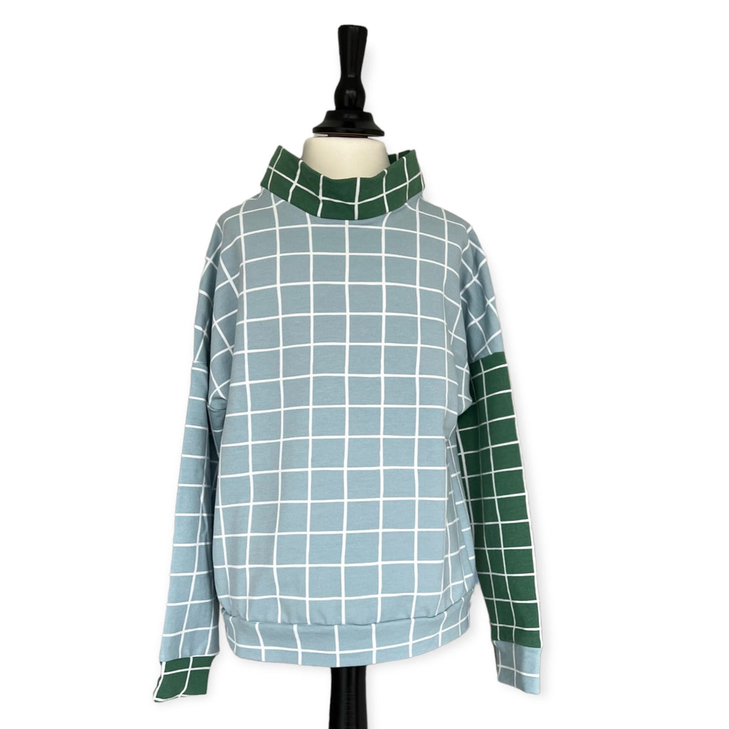 BIO Sweatpullover Grid hellblau
