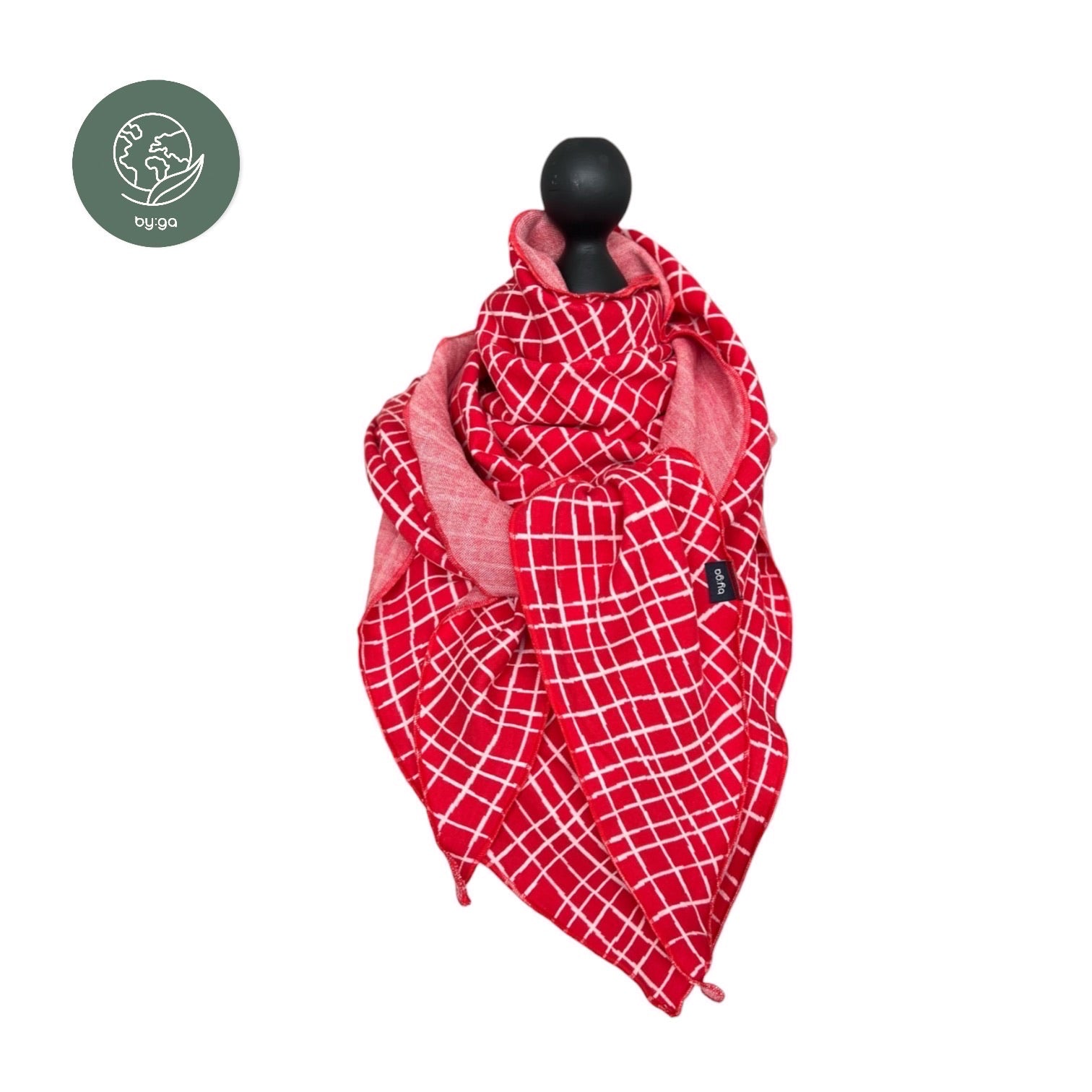 Bio Jacquard Dreieckstuch Gitter rot