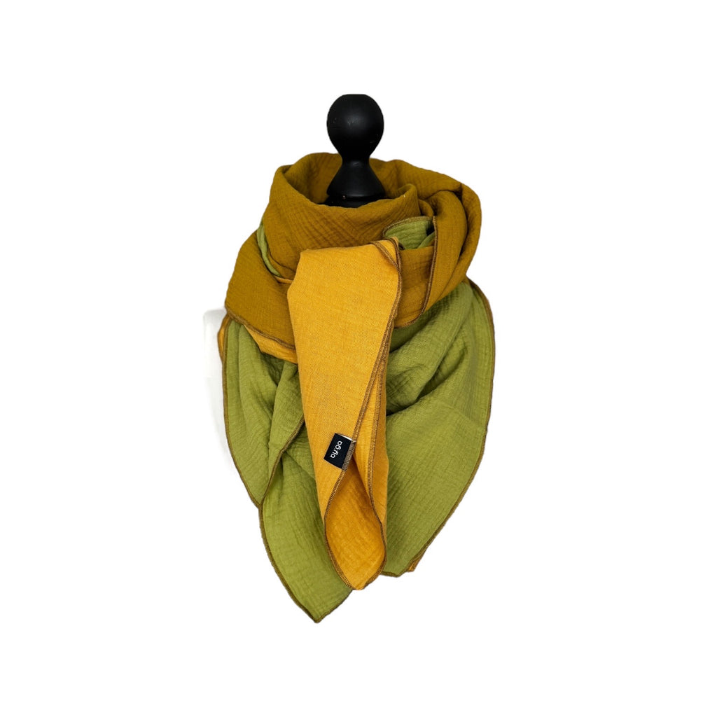 BIO Musselinschal goldgelb/senf/kiwi
