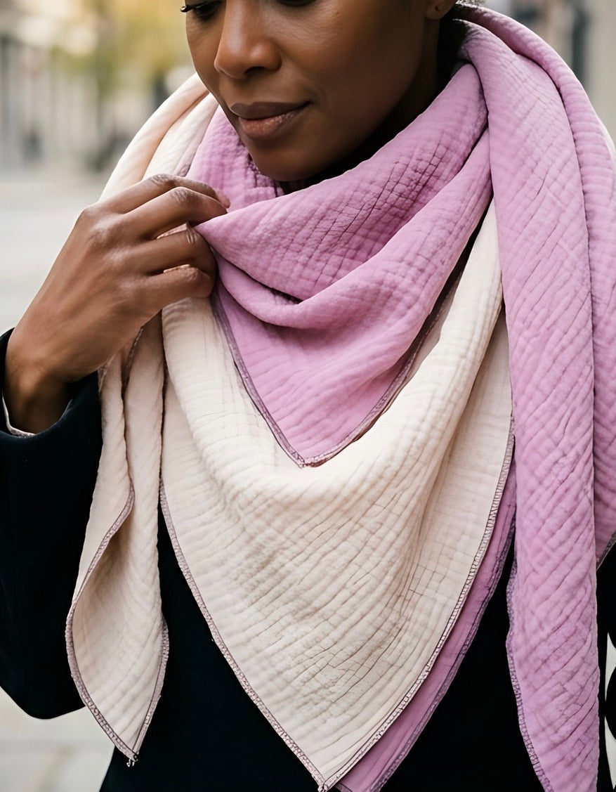 BIO Musselinschal beige/blassrosa/pink