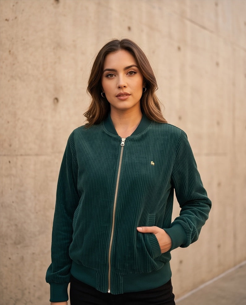 BIO Damen Blouson Cord Jersey smaragd
