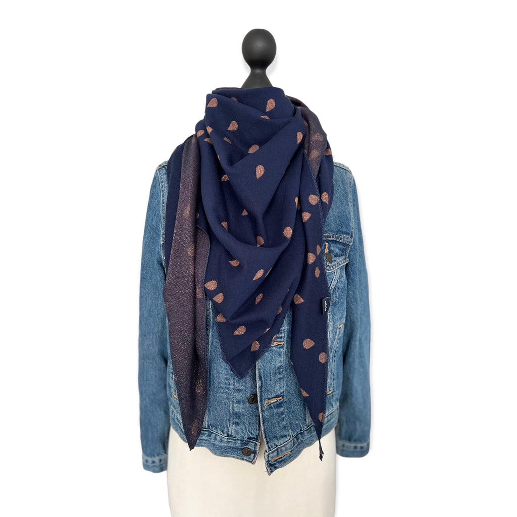 Bio Jacquard Dreieckstuch Tropfen dunkelblau