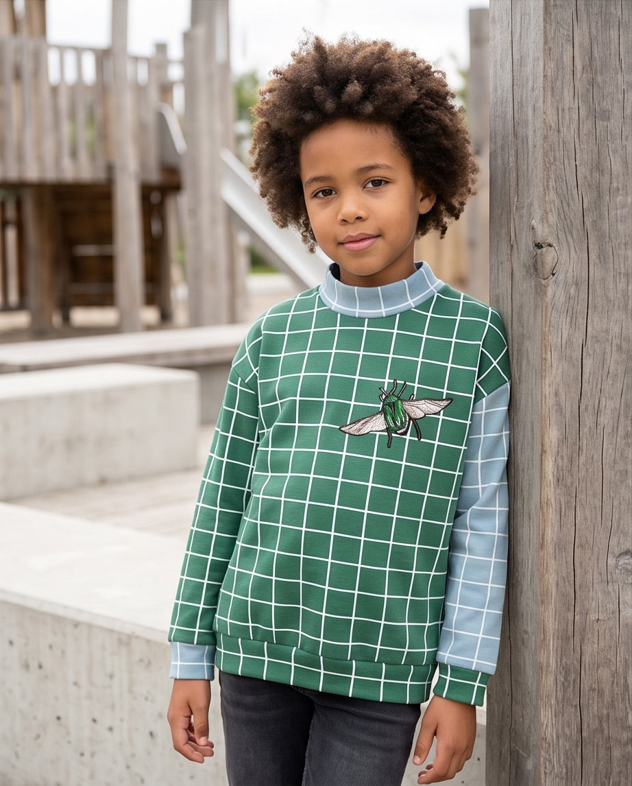 BIO Sweatpullover Grid grün