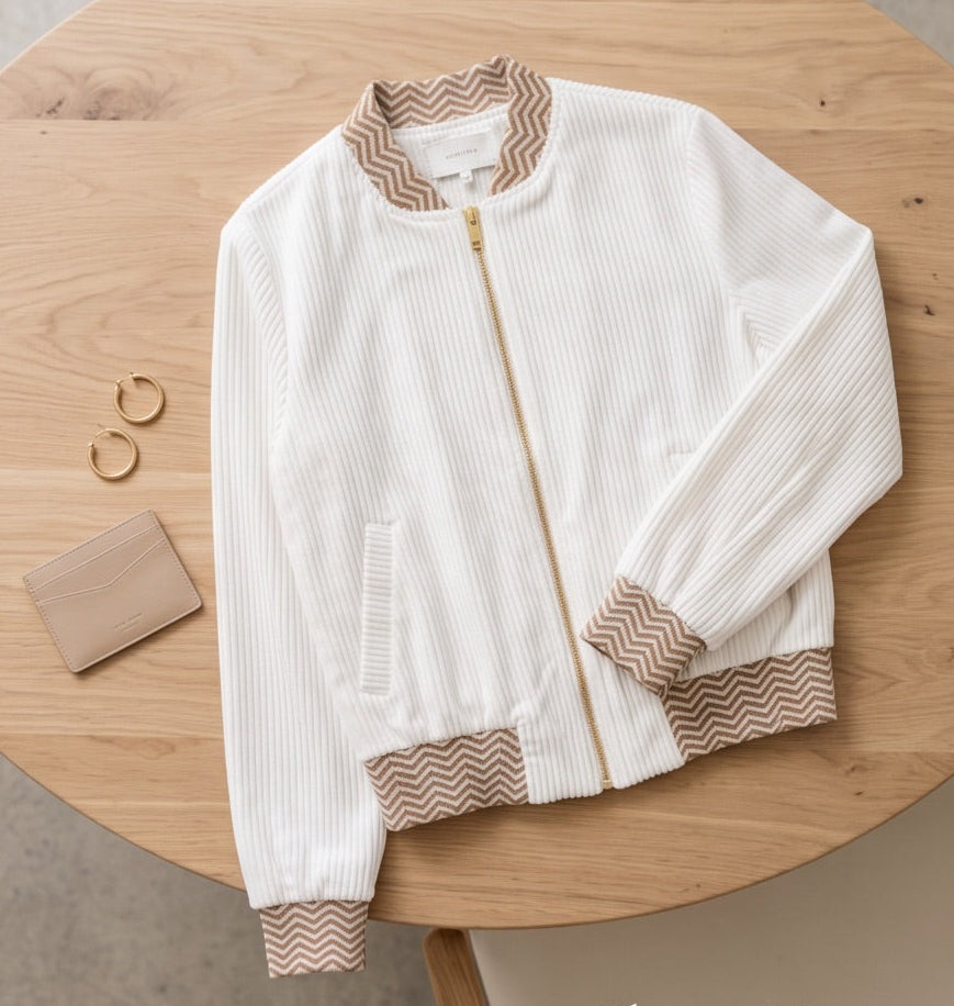 BIO Damen Blouson Cord Jersey wollweiss
