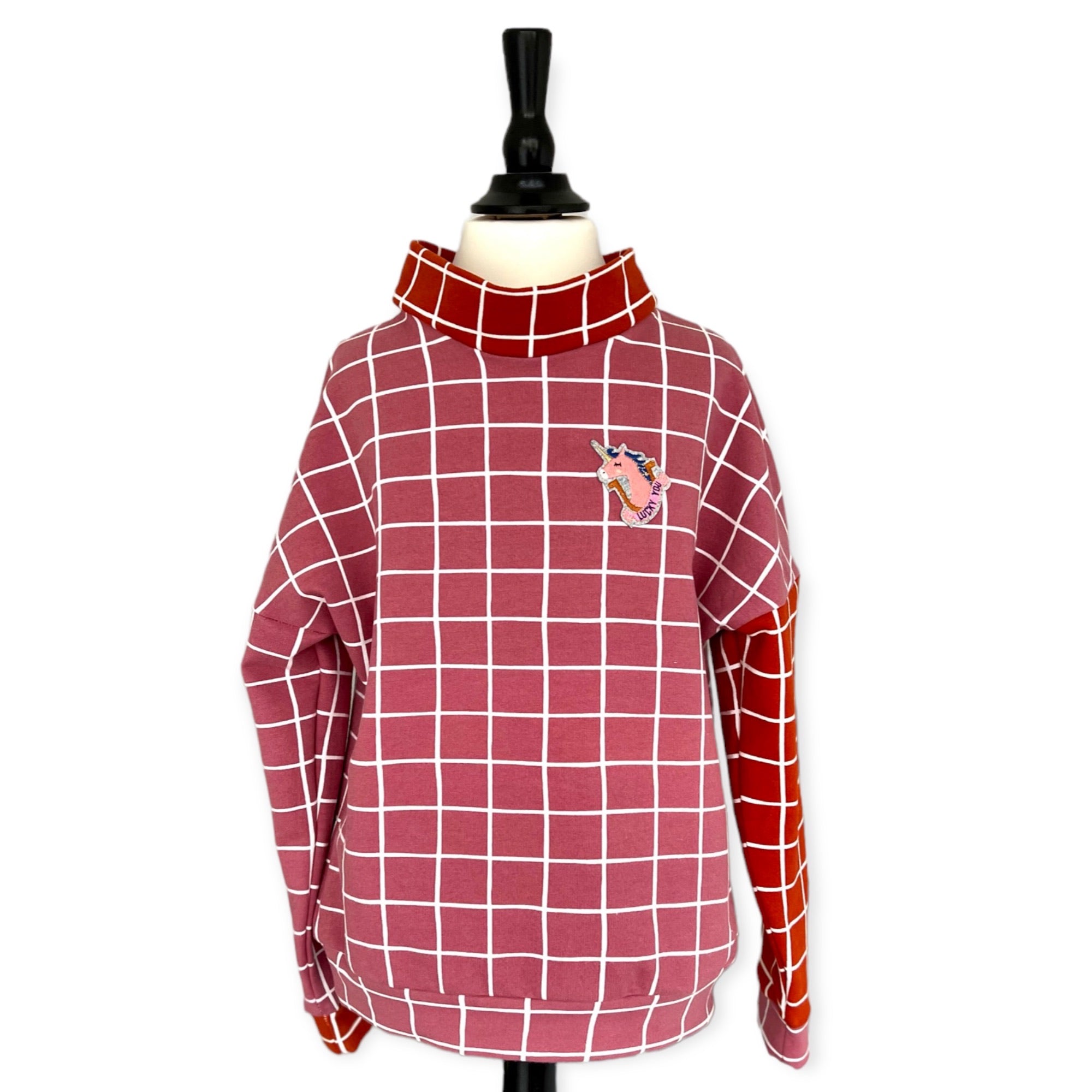 BIO Sweatpullover Grid pink