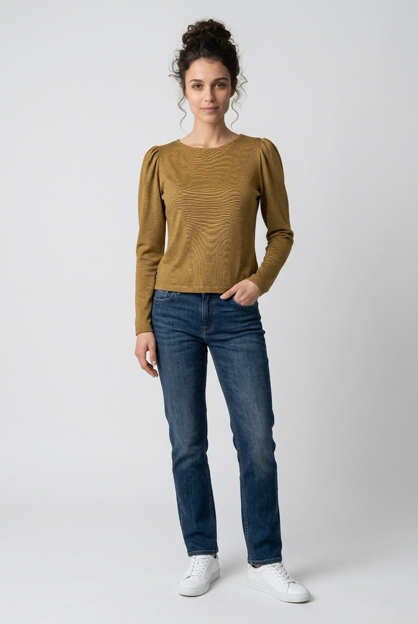 Langarmshirt Puffärmel senf