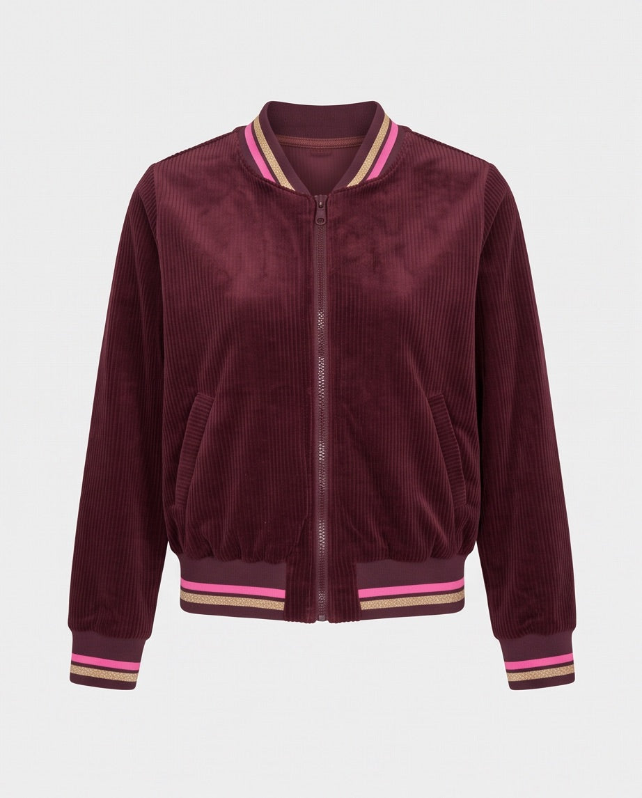 BIO Damen Blouson Cord Jersey bordeaux