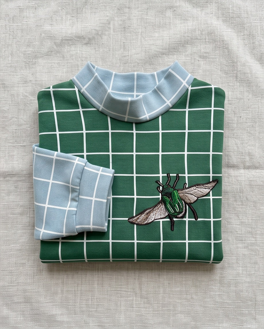 BIO Sweatpullover Grid grün