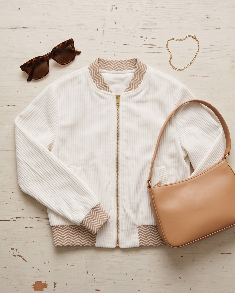 BIO Damen Blouson Cord Jersey wollweiss