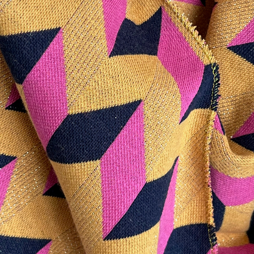 Bio Jacquard Dreieckstuch Zick Zack gelb-rosa