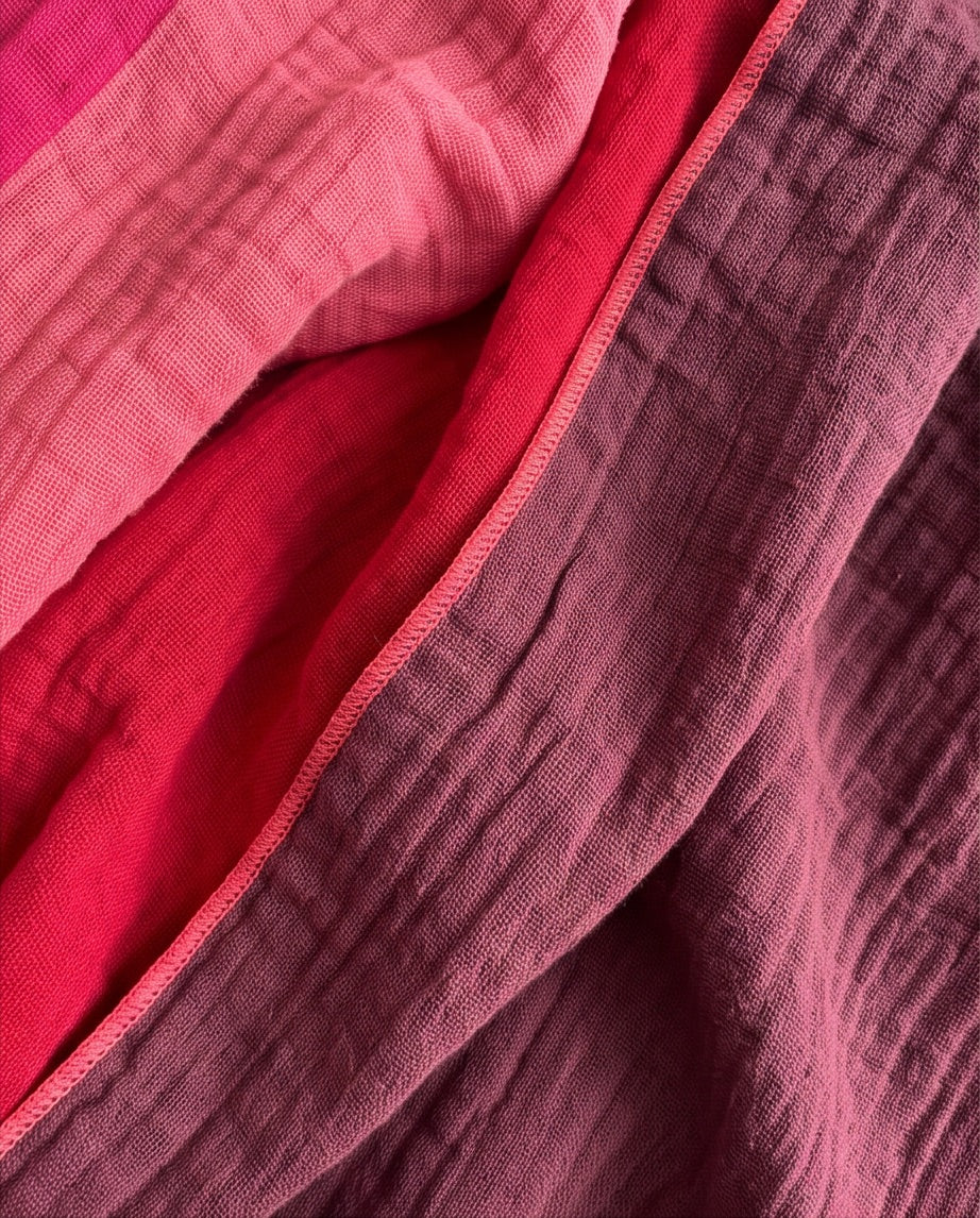 BIO Musselinschal rot/dunkelrot/pink/koralle