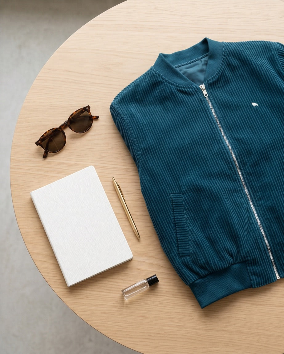 BIO Damen Blouson Cord Jersey petrol