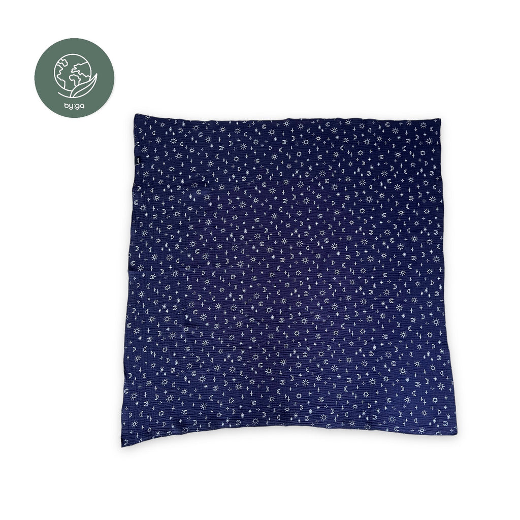 BIO Musselin Babydecke weisser Aufdruck div. Farben - By:ga Mode
