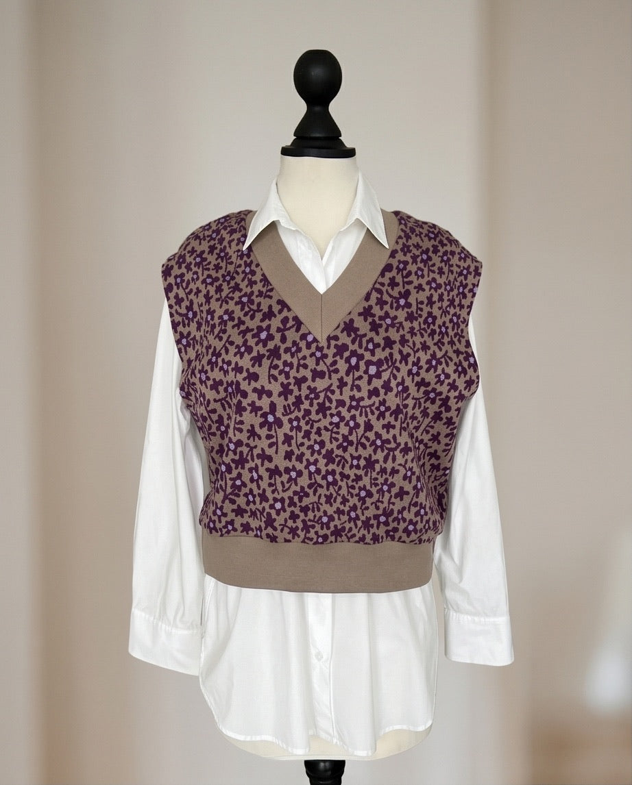 BIO Pullunder Blumen taupe violett
