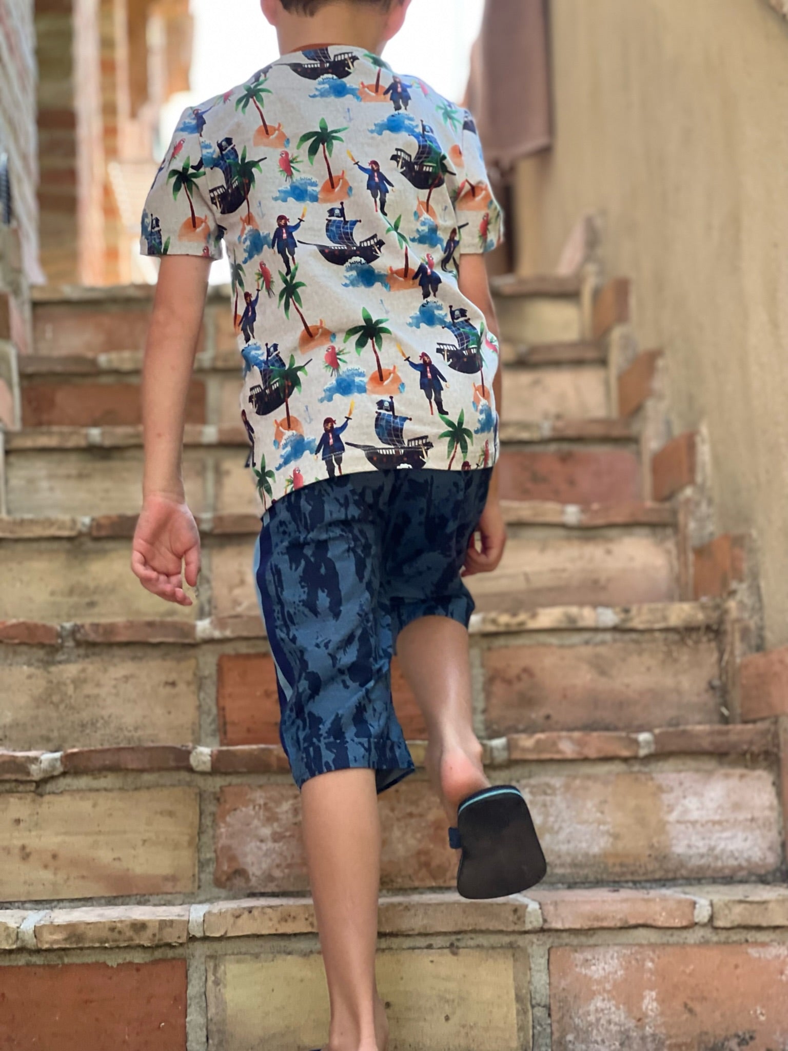 Kurze Hose blau camouflage