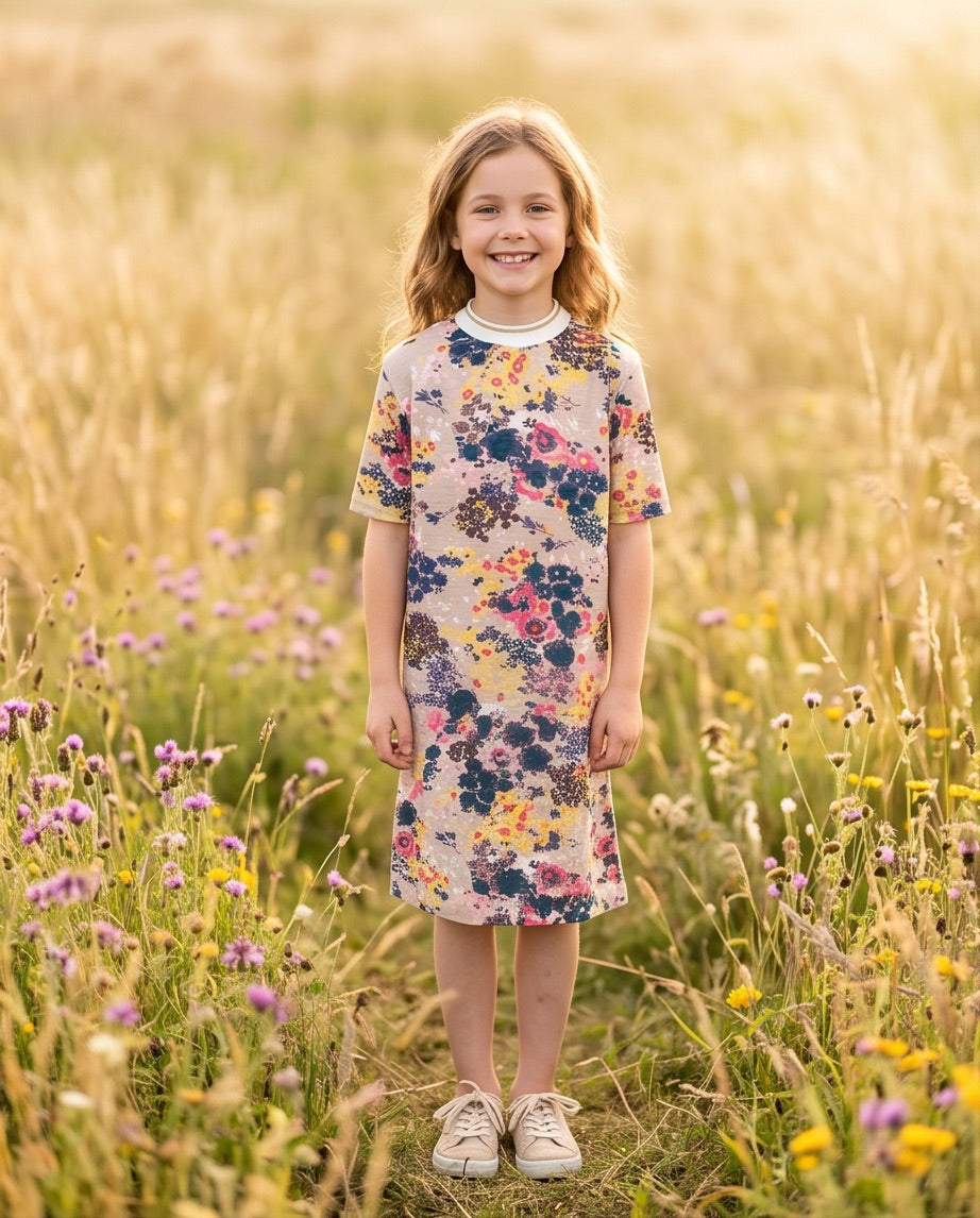 Kleid taupe Blumenmuster