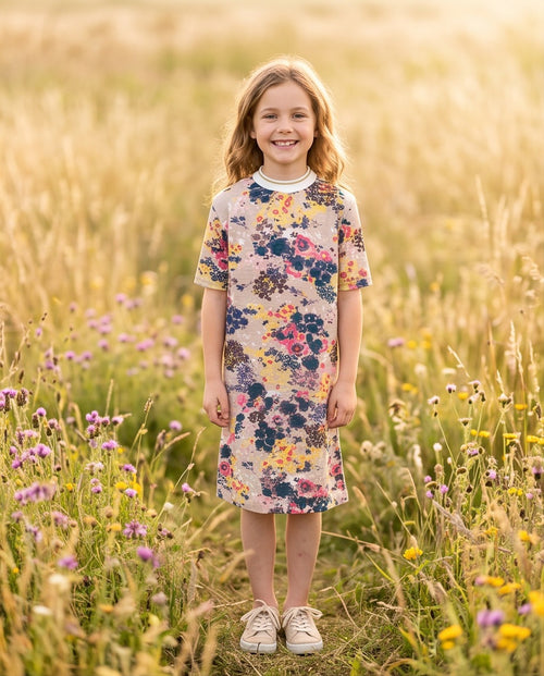 Kleid taupe Blumenmuster