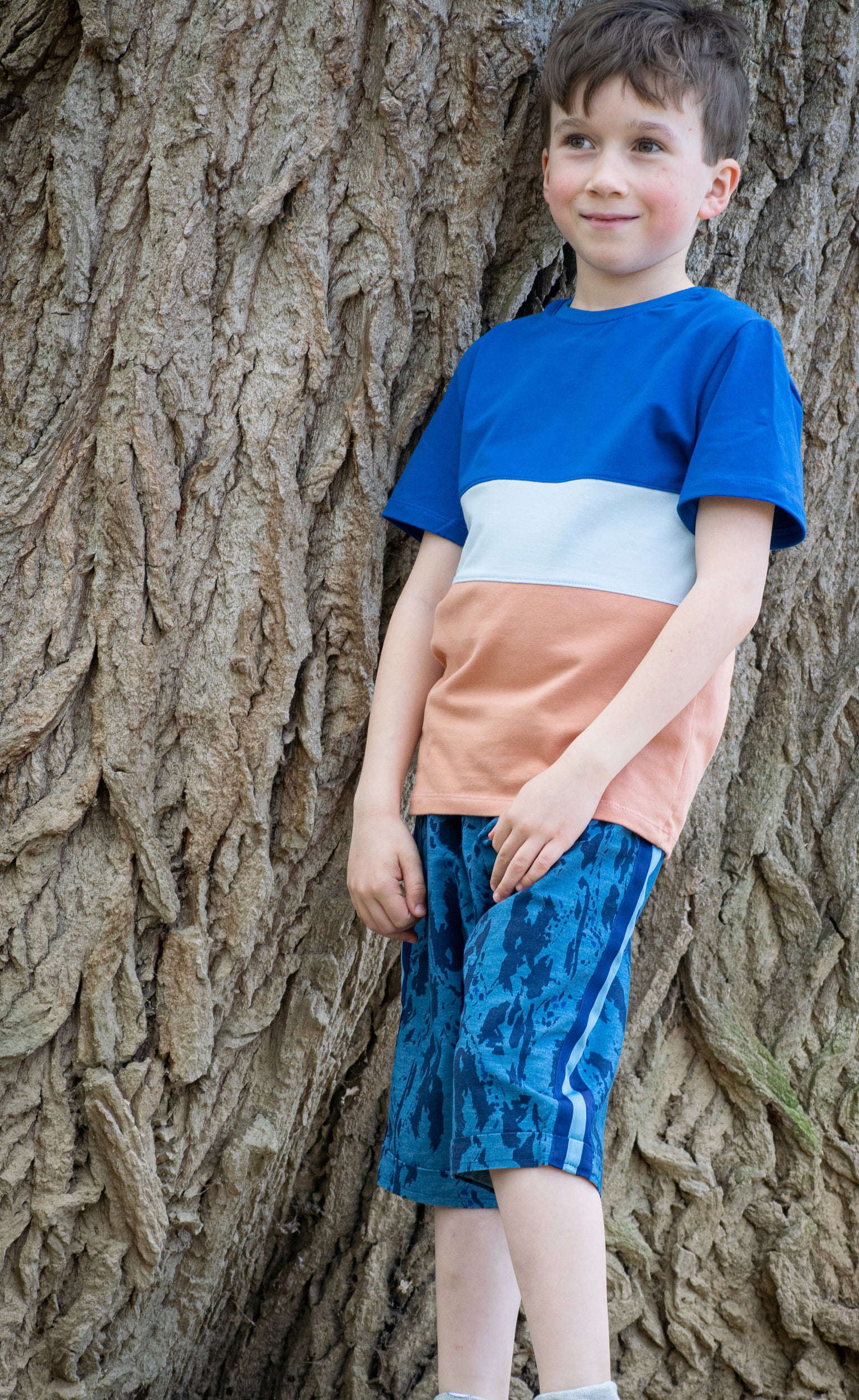 Kurze Hose blau camouflage