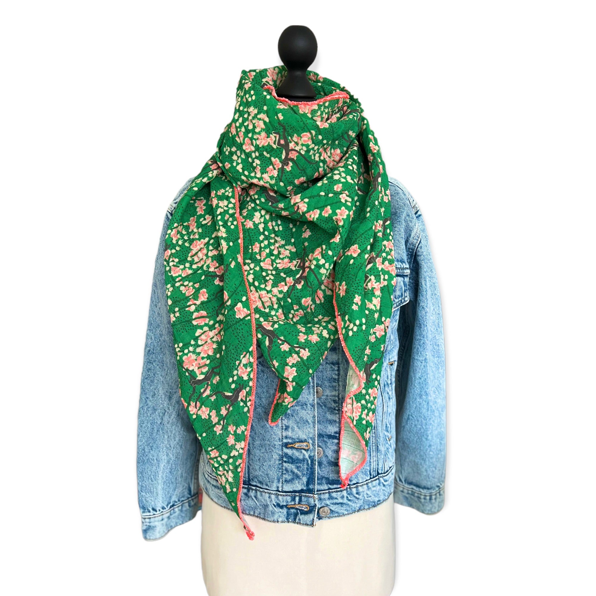 BIO Musselin Dreieckstuch Affe grün