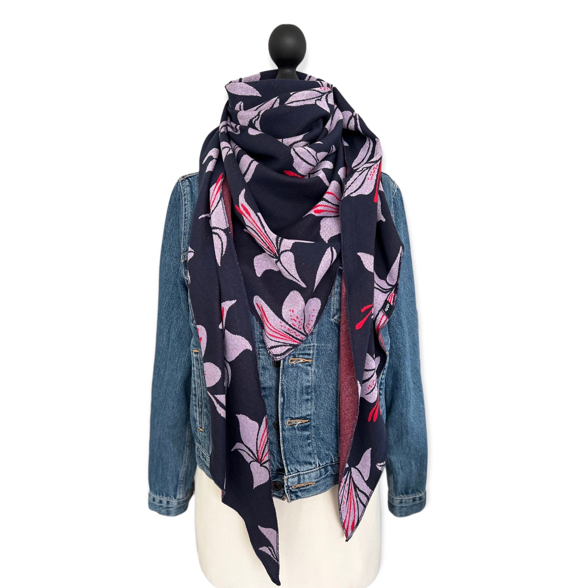 Bio Jacquard Dreieckstuch Lilien violett