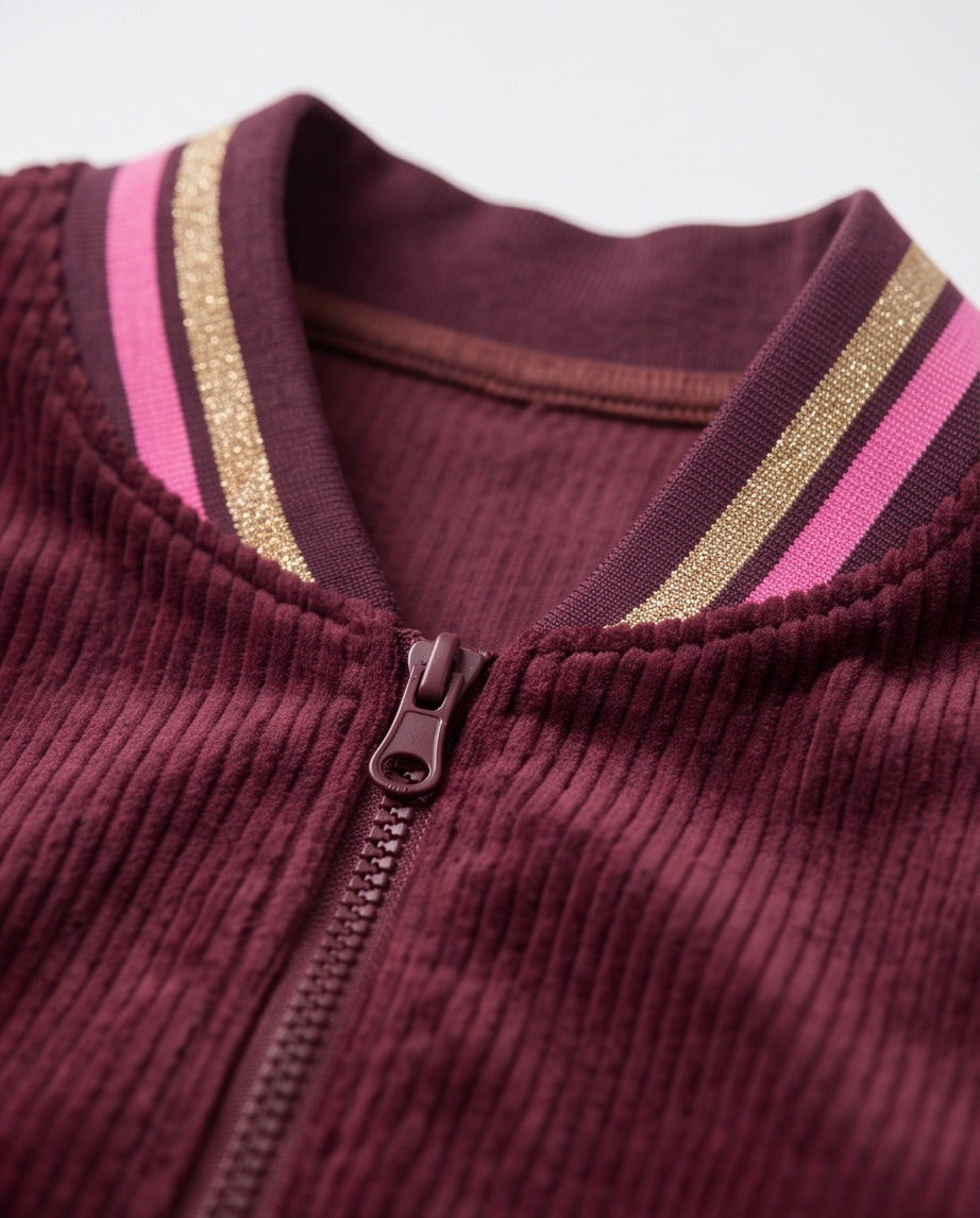 BIO Damen Blouson Cord Jersey bordeaux
