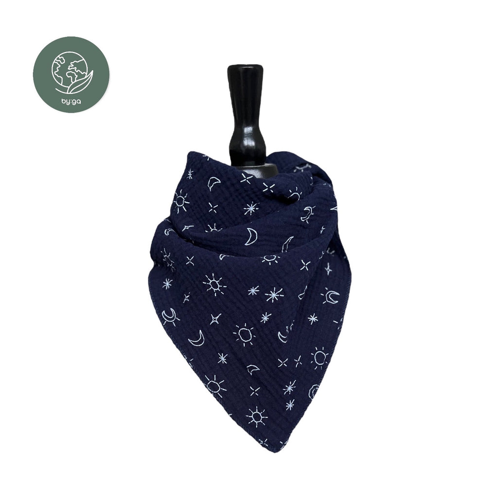 BIO Musselin Dreieckstuch Mini dunkelblau Sonne&Mond - By:ga Mode