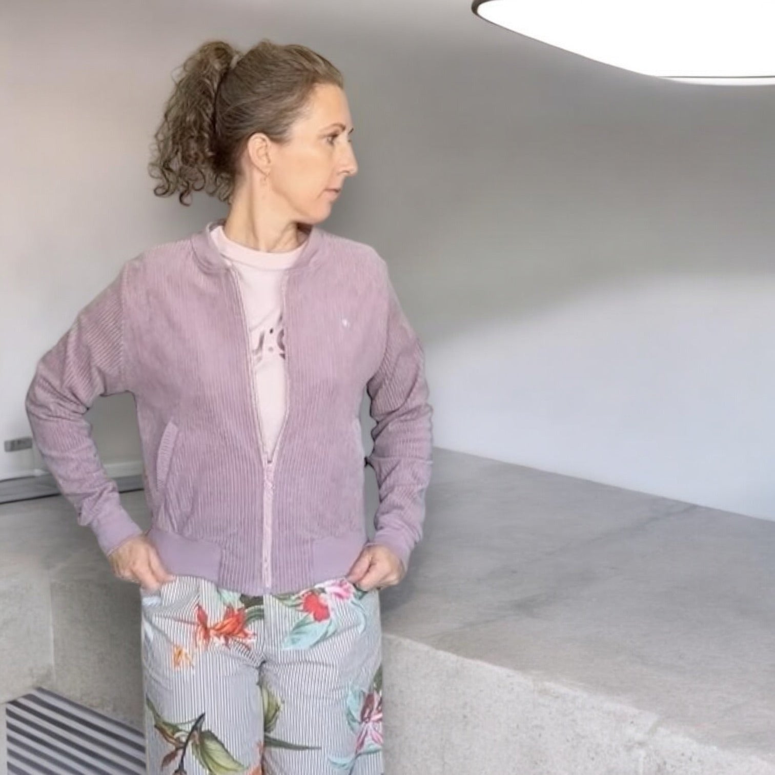 BIO Damen Blouson Cord Jersey altrosa