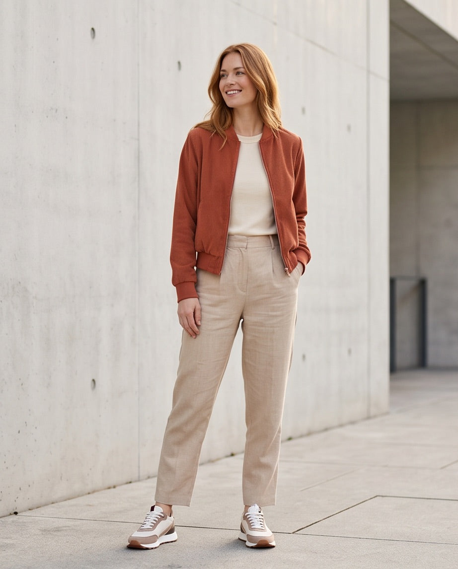 BIO Damen Blouson Cord Jersey hellrost
