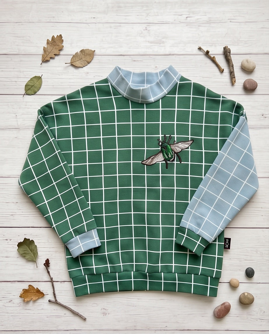 BIO Sweatpullover Grid grün