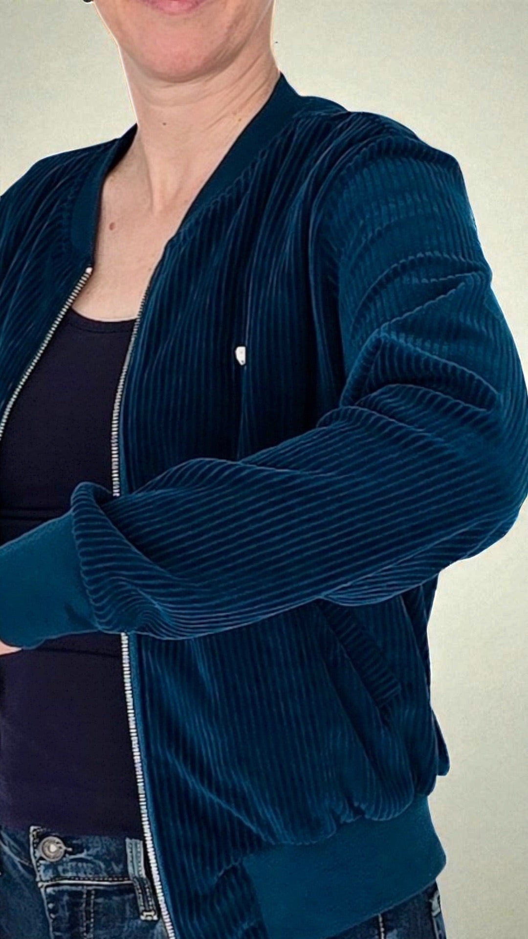 BIO Damen Blouson Cord Jersey petrol
