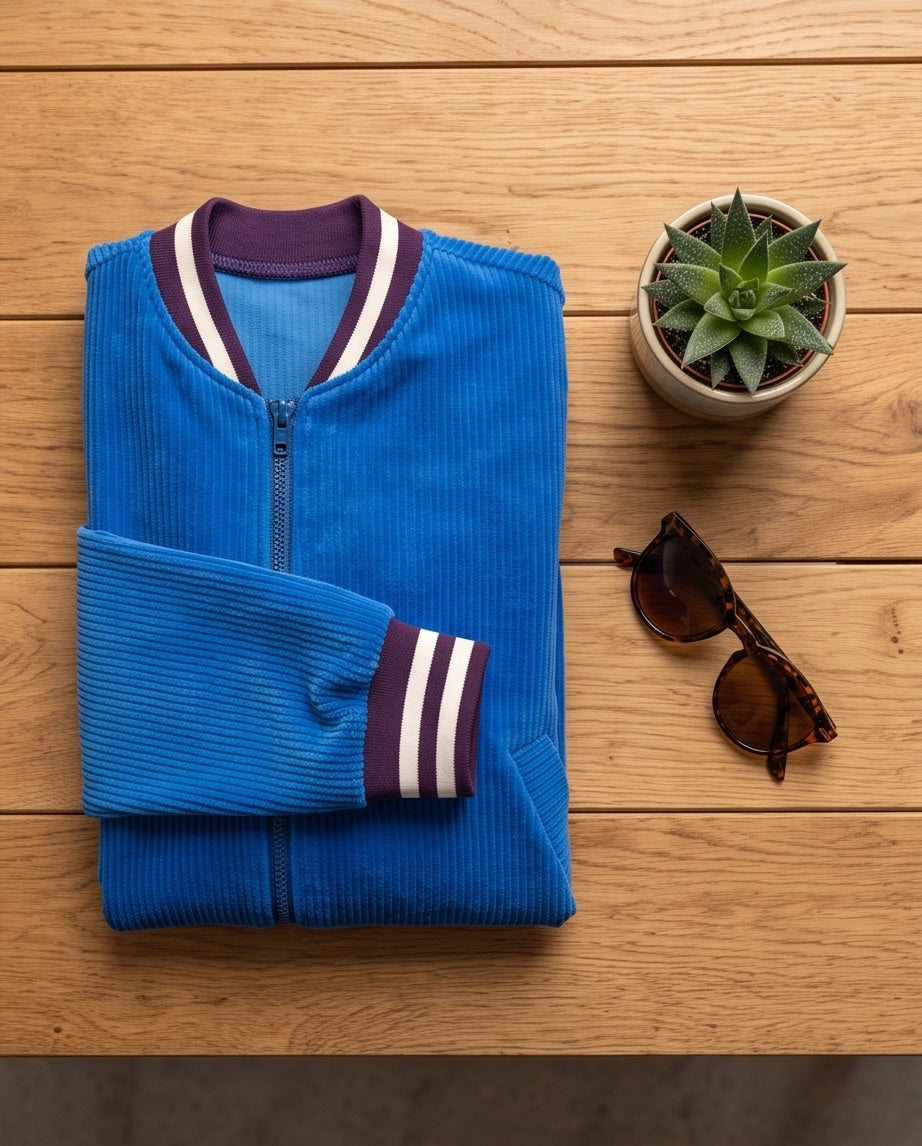 BIO Damen Blouson Cord Jersey blau
