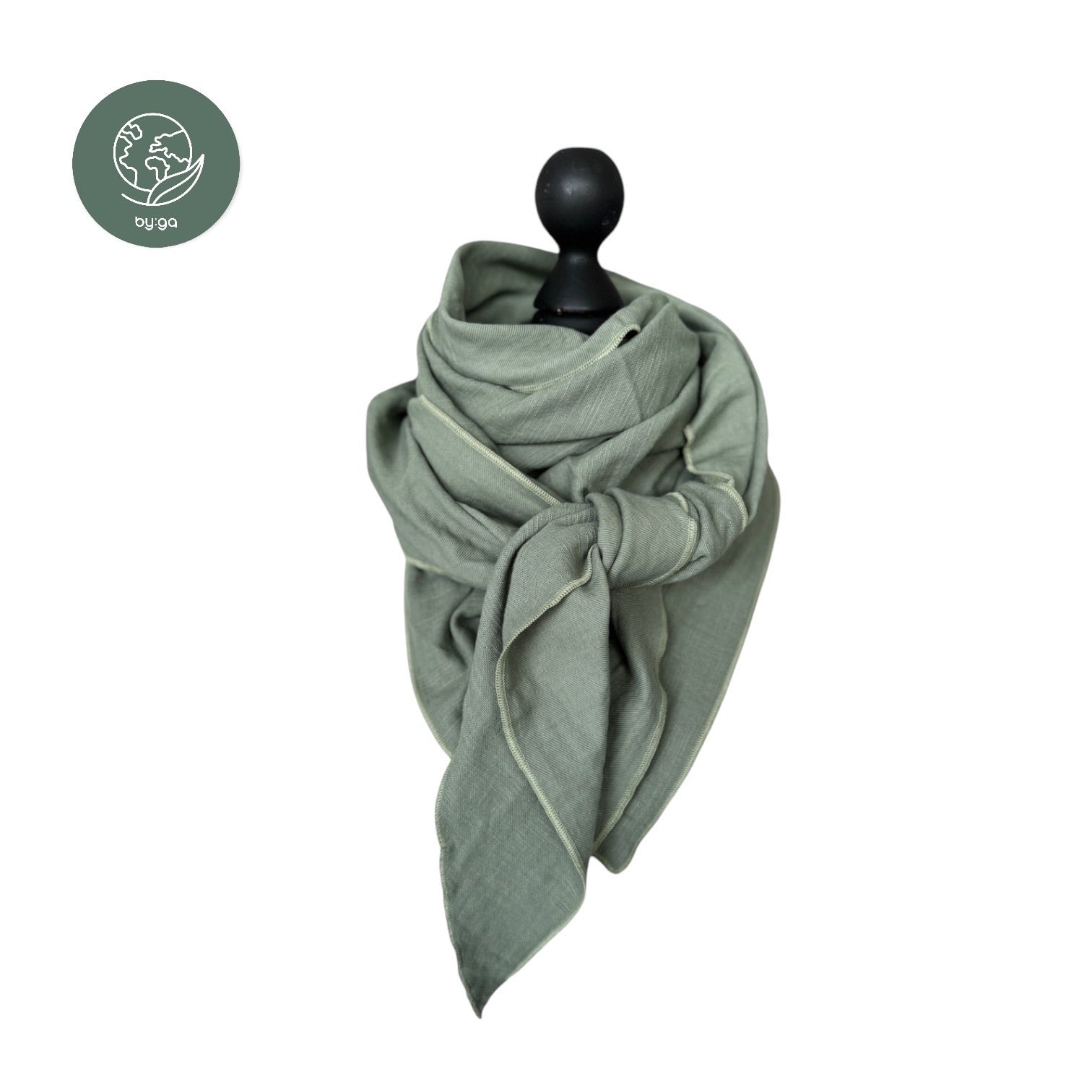 Recycling Twill-Musselin Dreieckstuch salbeigrün