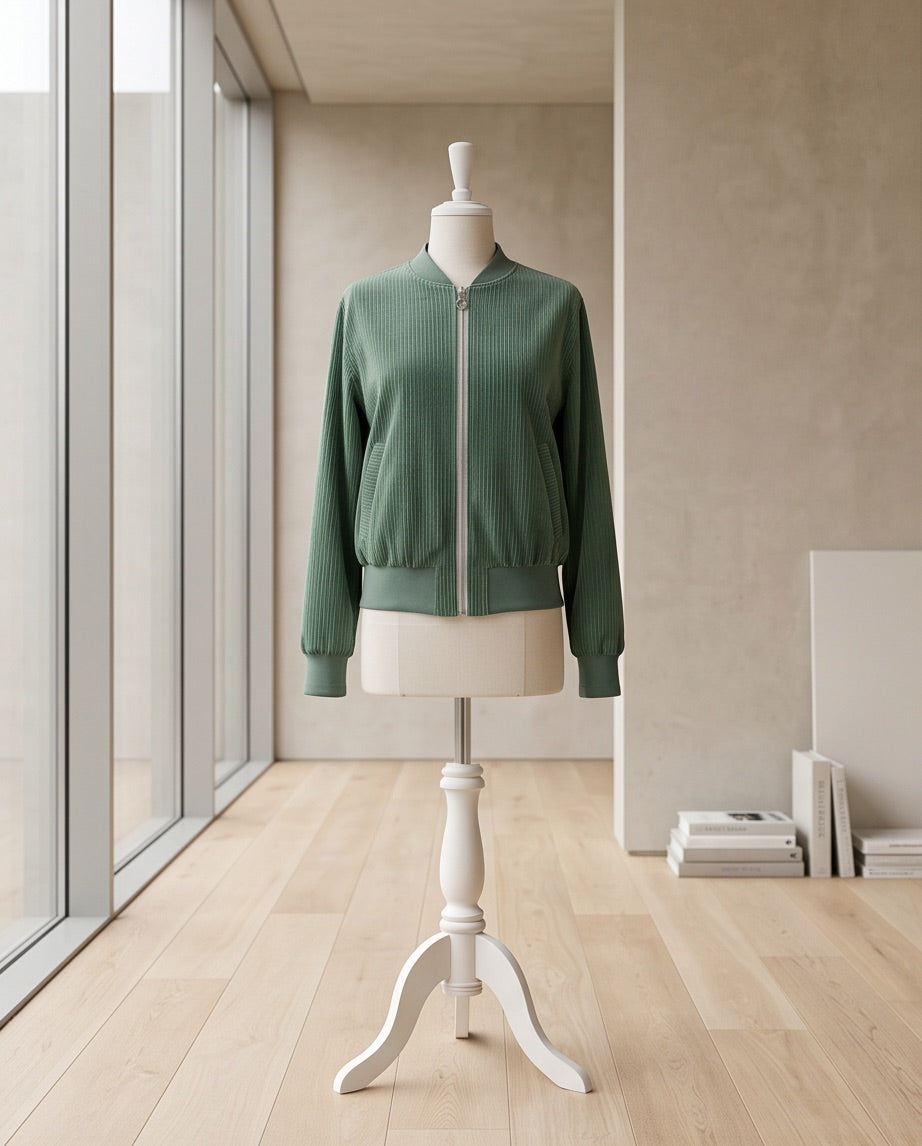 BIO Damen Blouson Cord Jersey pazifikgrün
