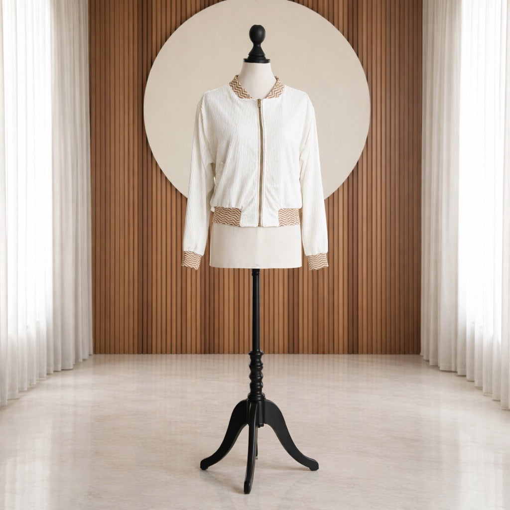 BIO Damen Blouson Cord Jersey wollweiss